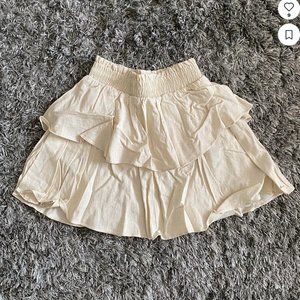 beige linen high waisted skirt